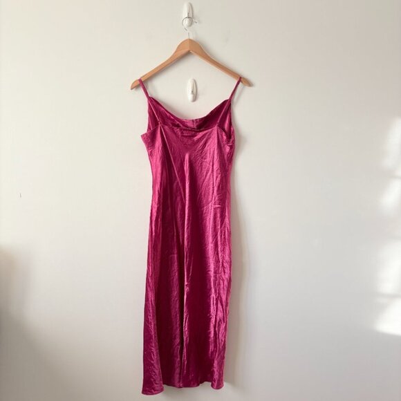 Aritzia Babaton Model Satin Midi Dress in Magenta Crush Size Medium - Picture 4 of 6